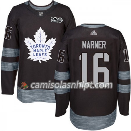 Camisola Toronto Maple Leafs Mitchell Marner 16 1917-2017 100th Anniversary Adidas Preto Authentic - Homem